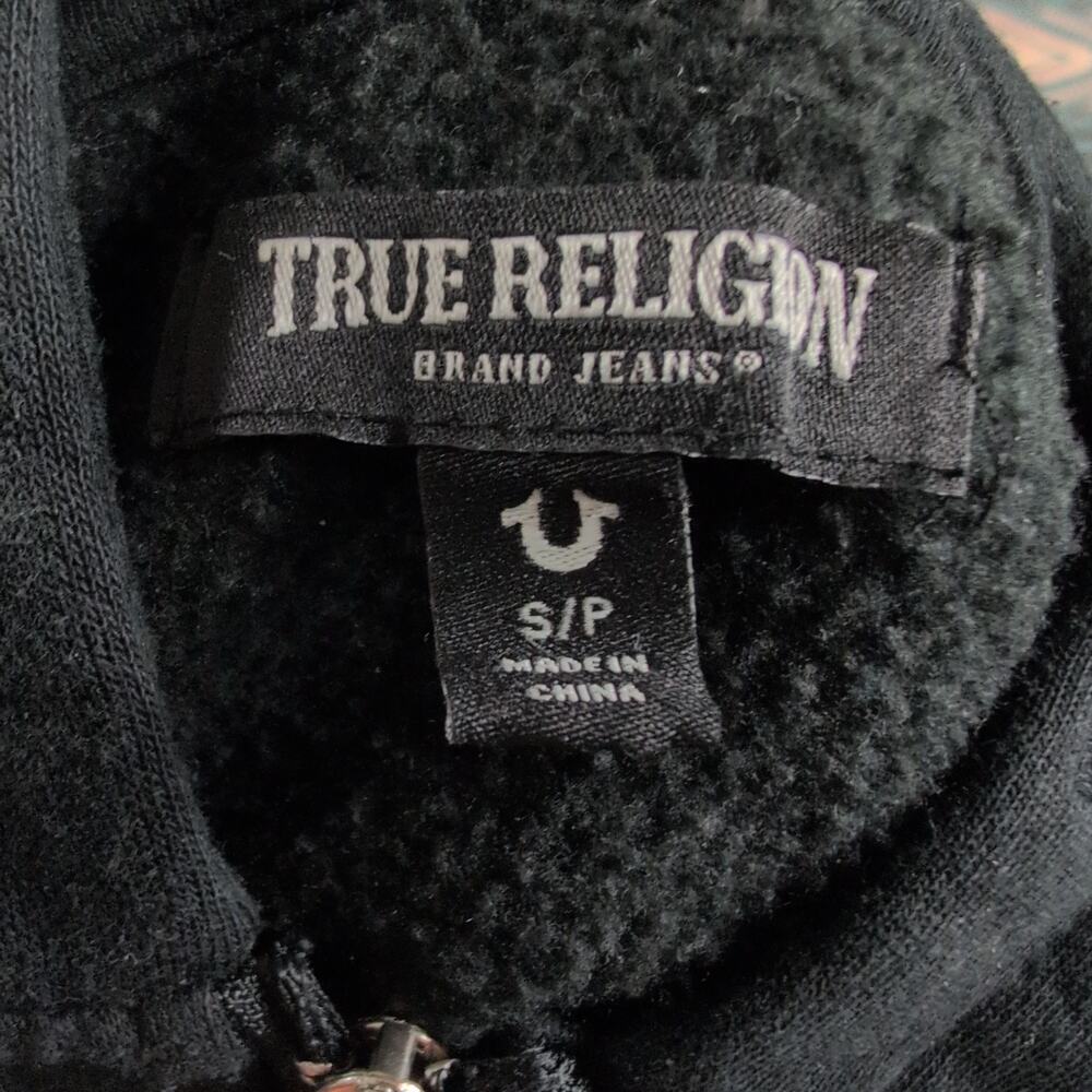 True Religion Hoodie Mens L Black Full Zip Fleece Buddha Graphic Sweatshirt - Picture 7 of 7
